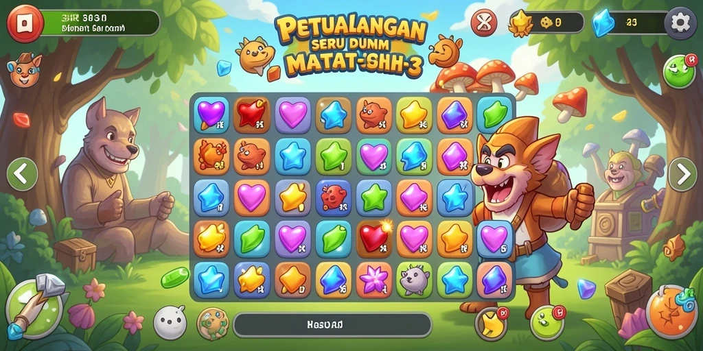 Tangkapan layar utama 34R menampilkan gameplay seru Match-3.