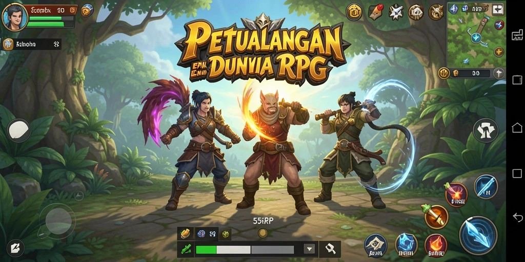 Tampilan visual memukau dari gameplay RPG yang seru di 55RP.