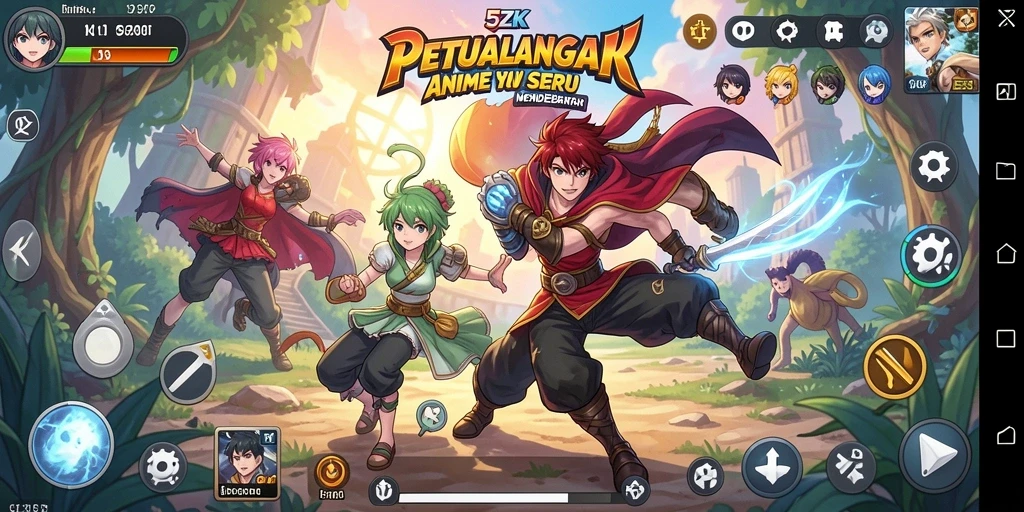 Screenshot gameplay 5ZK menampilkan karakter anime dalam pertarungan seru.
