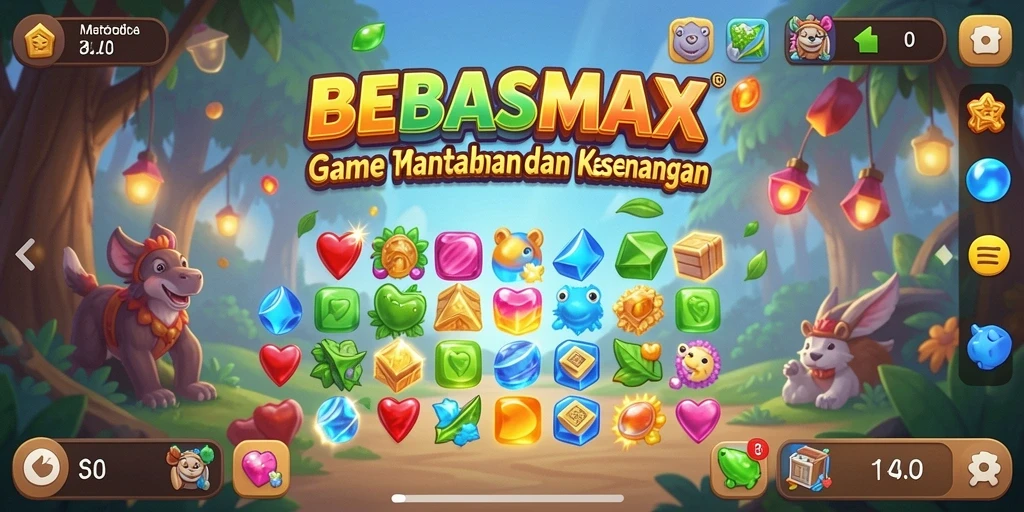 Gameplay seru BEBASMAX dengan elemen match-3 colorfull.