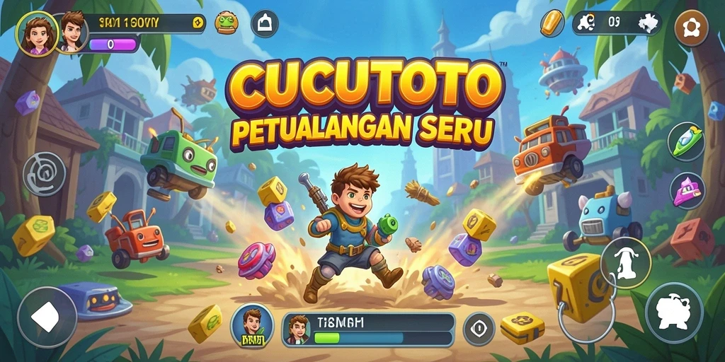 Tampilan gameplay CUCUTOTO yang seru dan penuh warna.