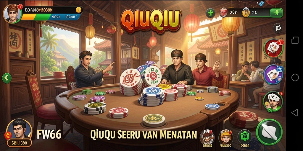 Screenshot menampilkan gameplay QiuQiu yang intens dan menarik.