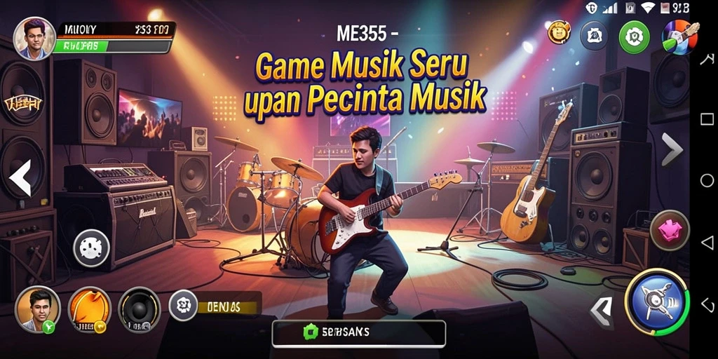 Screenshot gameplay ME355 yang menunjukkan keseruan bermain musik.