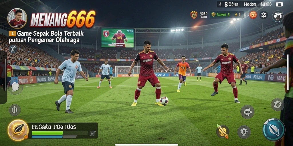 Tampilan mendebarkan dari gameplay sepak bola intens di MENANG666.