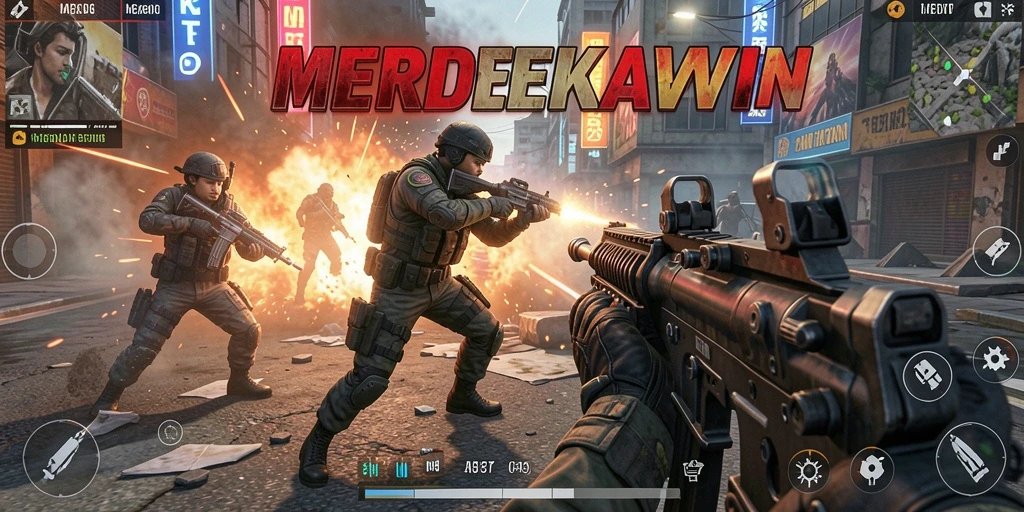 Tampilan gameplay seru dalam MERDEKAWIN dengan aksi penuh adrenalin.