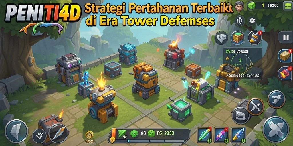 Screenshot utama PENITI4D menampilkan strategi pertahanan yang epik.