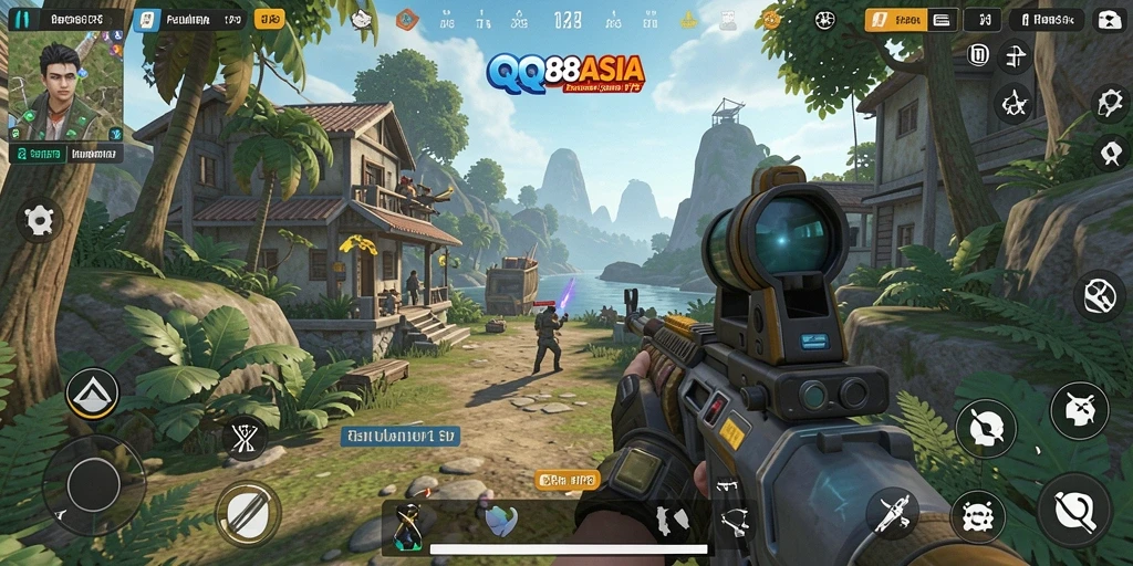 Menggambarkan gameplay seru dalam pertempuran TPS.