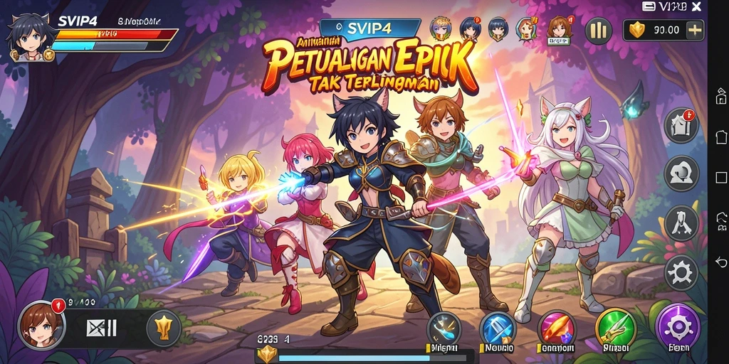 Tangkapan layar <strong>SVIP4</strong> menampilkan karakter anime dalam pertempuran epik.