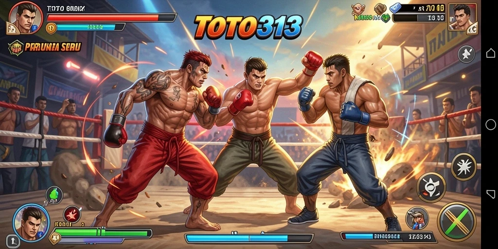 Screenshot dari gameplay TOTO313 yang menampilkan pertarungan seru.